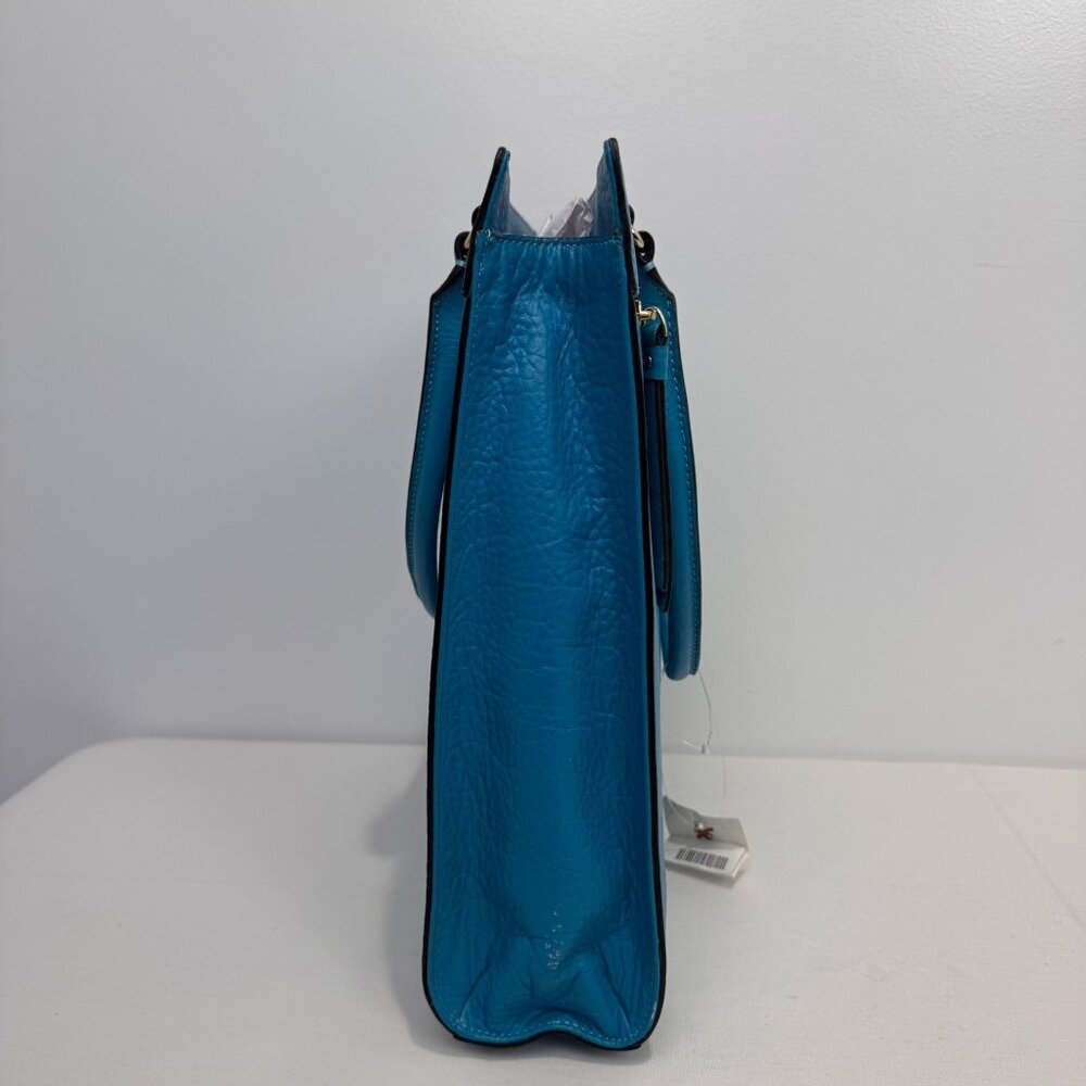 NWT Kate Spade Teal Perforated Leather Tote Bag With Zip Closure & Dual Handles - Picture 9 of 16